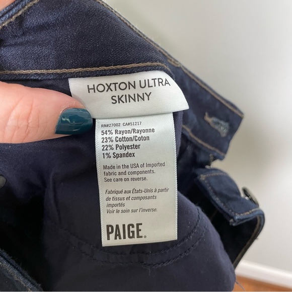 Paige Hoxton Ultra Skinny Jeans Stretchy Denim In Mona Dark Wash - Picture 7 of 9